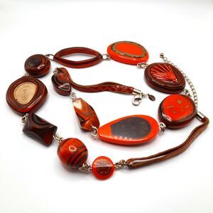 Chico's Orange Brown Leather Belt, 40"